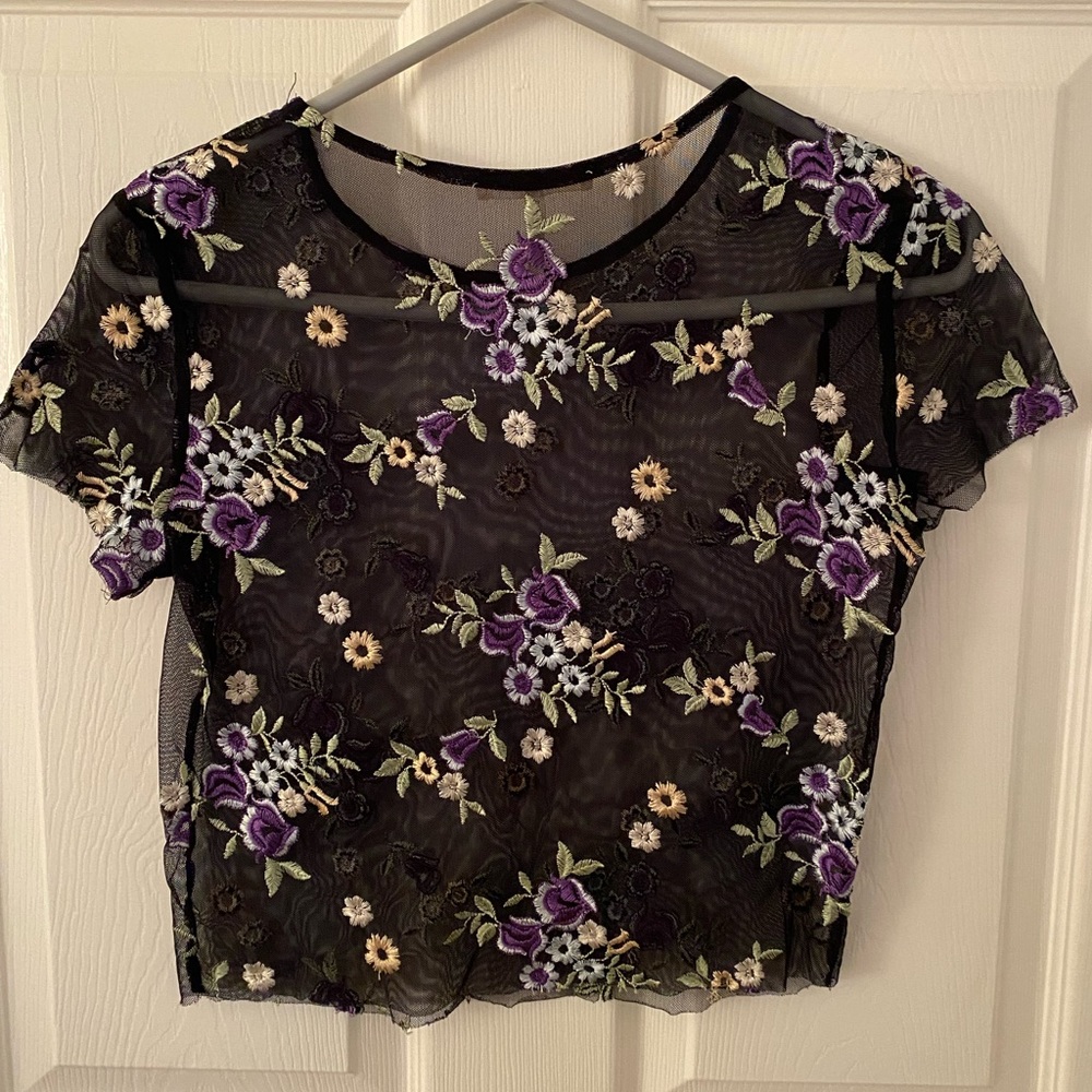 Urban Outfitters Sheer Floral Top